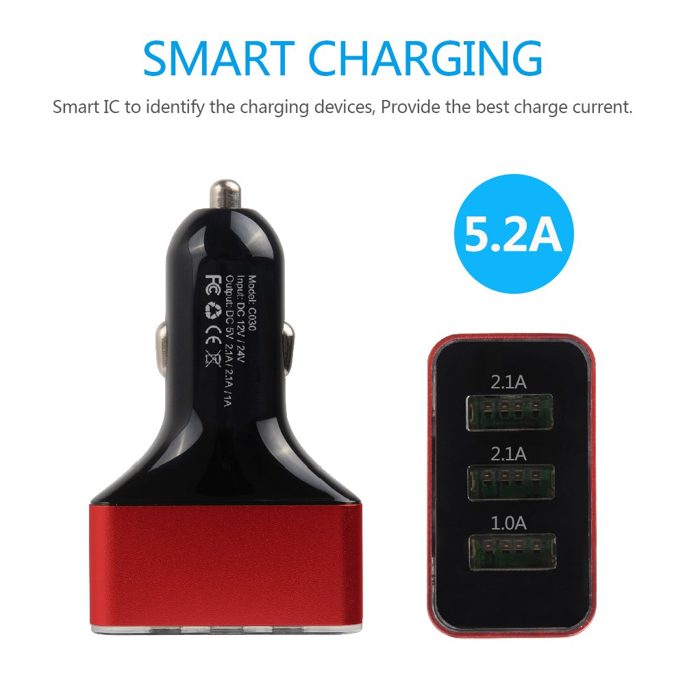 3 USB Port 18W Plastic Car charger 5.4A max for smartphones - Runray Mobile  Phone Accessories